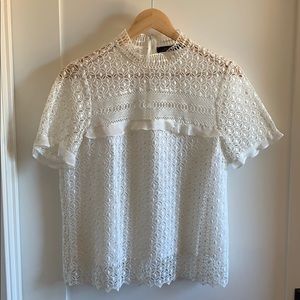 High Neck Ruffle Blouse